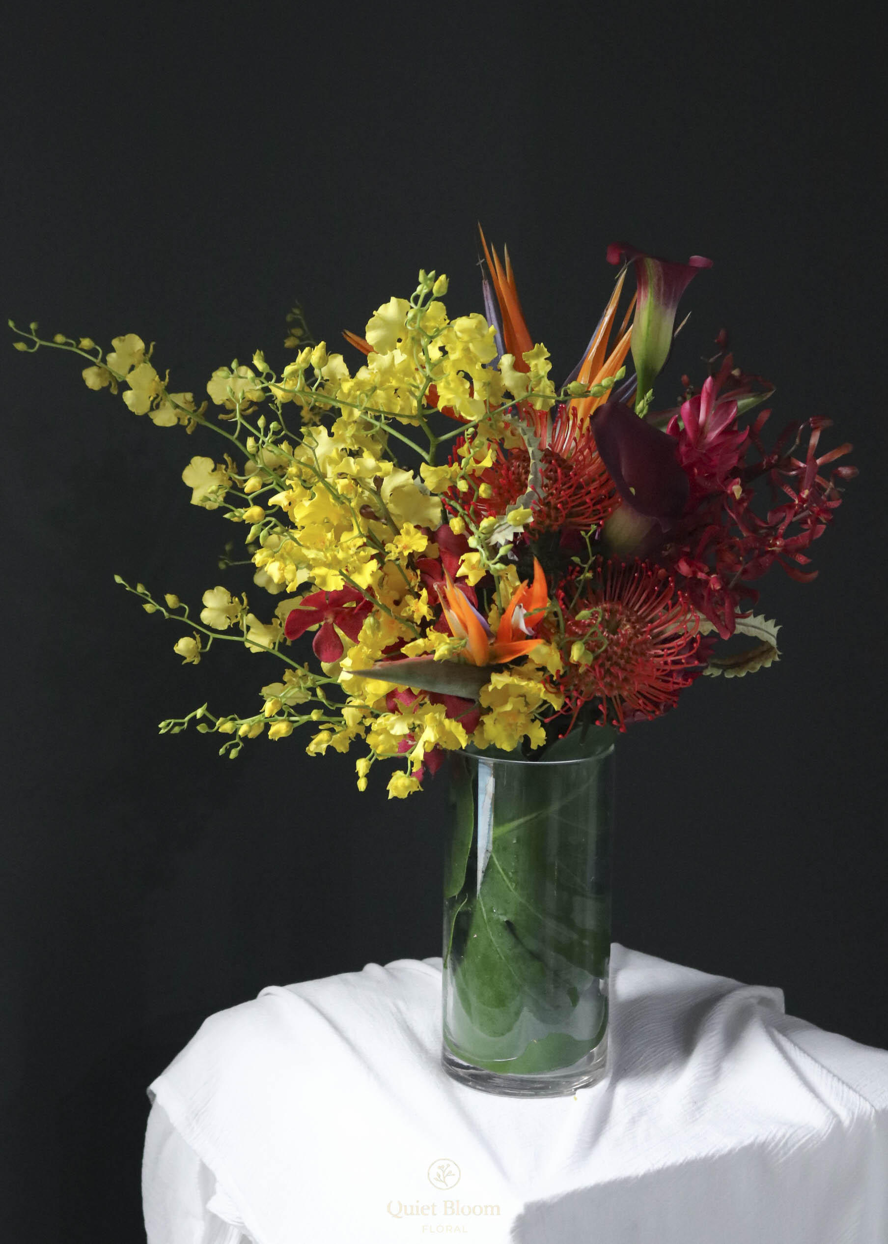 Tropical Orchid & Natives Vase Arrangement