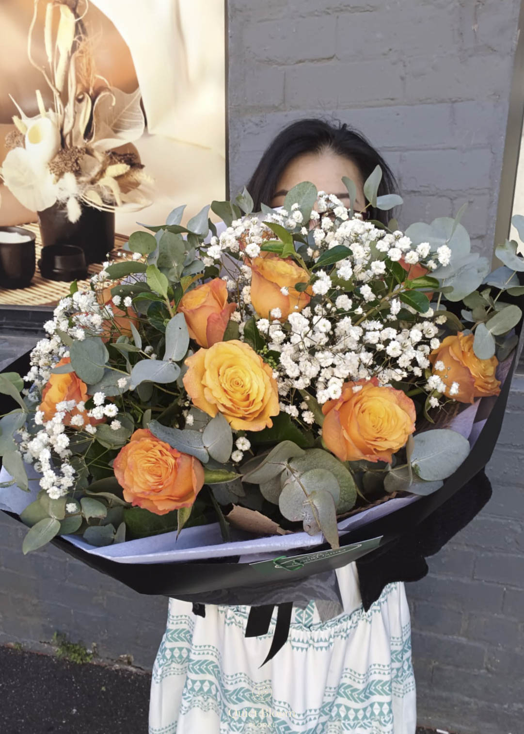 Golden Ember Rose Bouquet