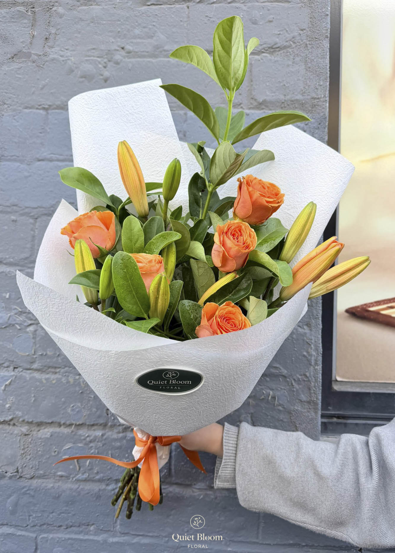 Orange Rose & Lily Bouquet
