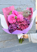Berry Dahlia & Hydrangea Garden Bouquet