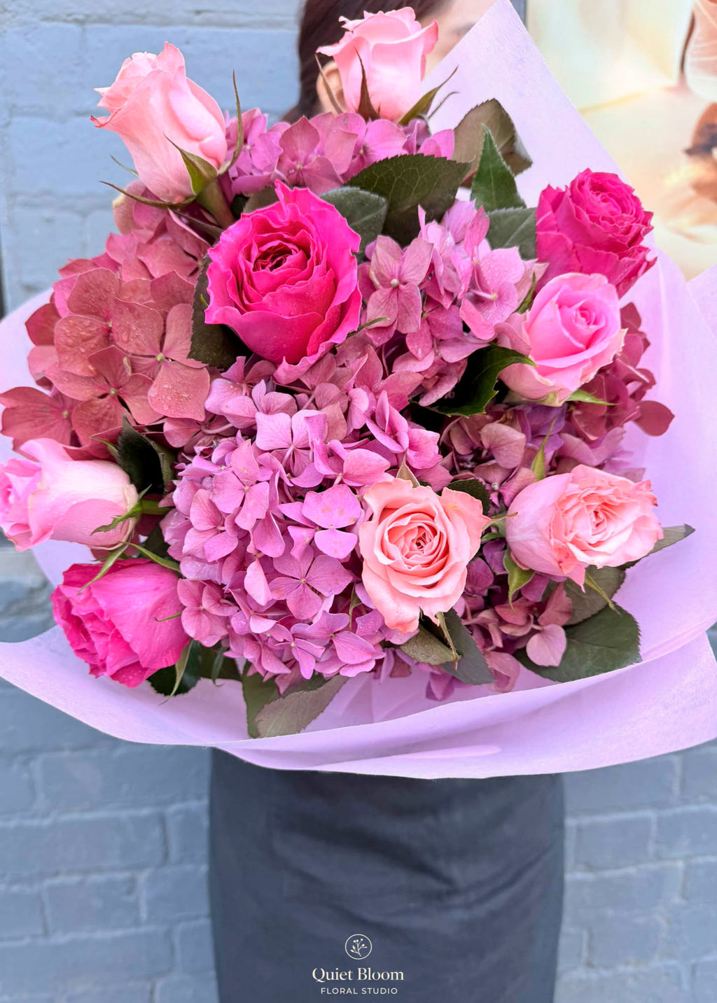 Blush Rose & Hydrangea Garden Bouquet