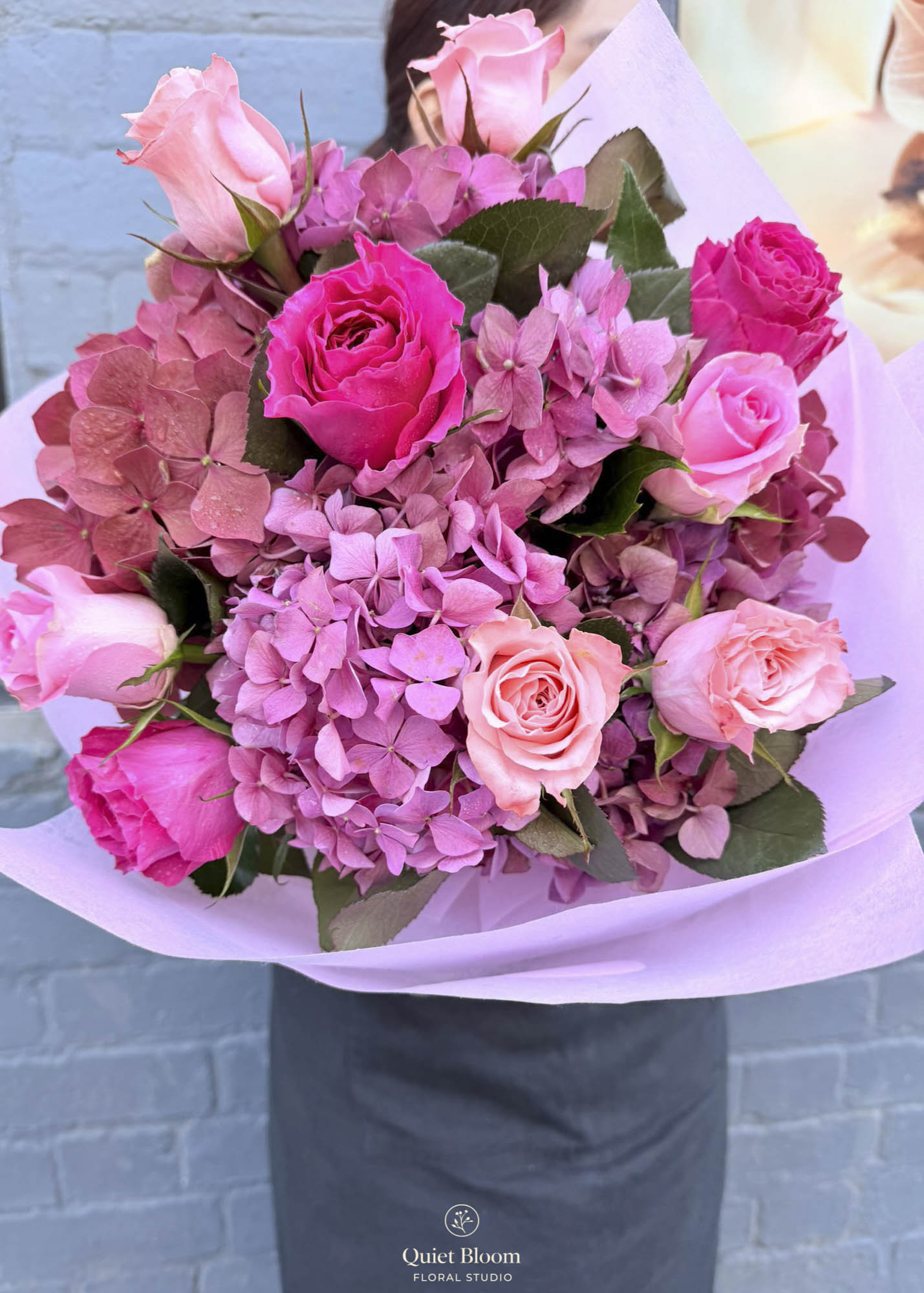 Blush Rose & Hydrangea Garden Bouquet