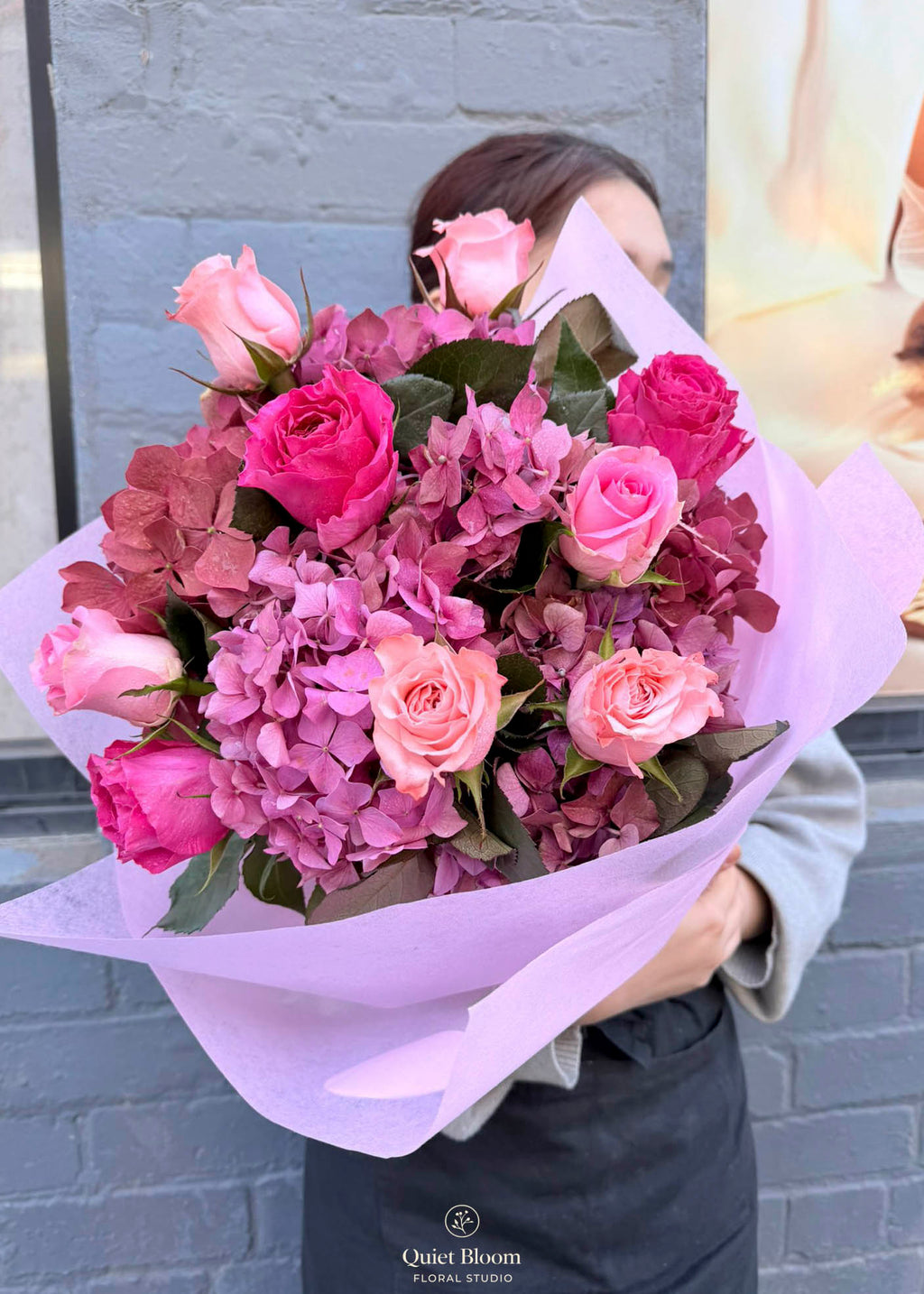 Blush Rose & Hydrangea Garden Bouquet