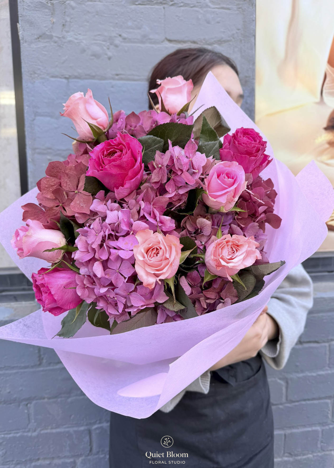 Blush Rose & Hydrangea Garden Bouquet
