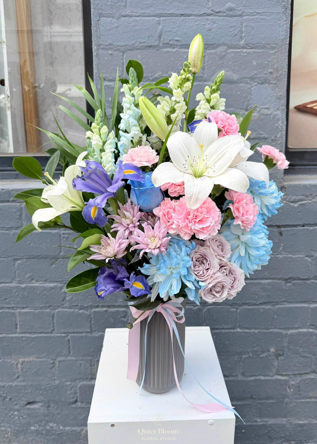 Soft Whisper pastel flower arrangement in vase – Quiet Bloom Richmond florist