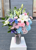 Soft Whisper pastel flower arrangement in vase – Quiet Bloom Richmond florist