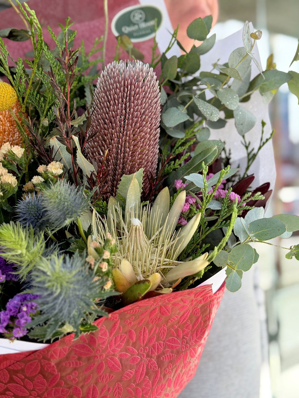 Bold Rose & Seasonal Textures Bouquet