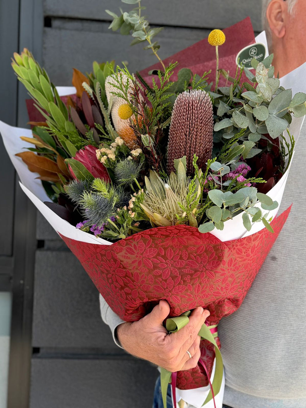 Bold Rose & Seasonal Textures Bouquet