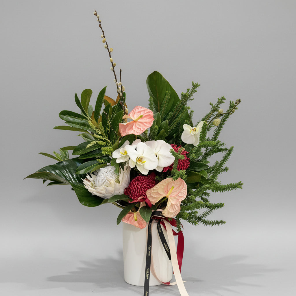 Orchid & Anthurium Sculptural Arrangement
