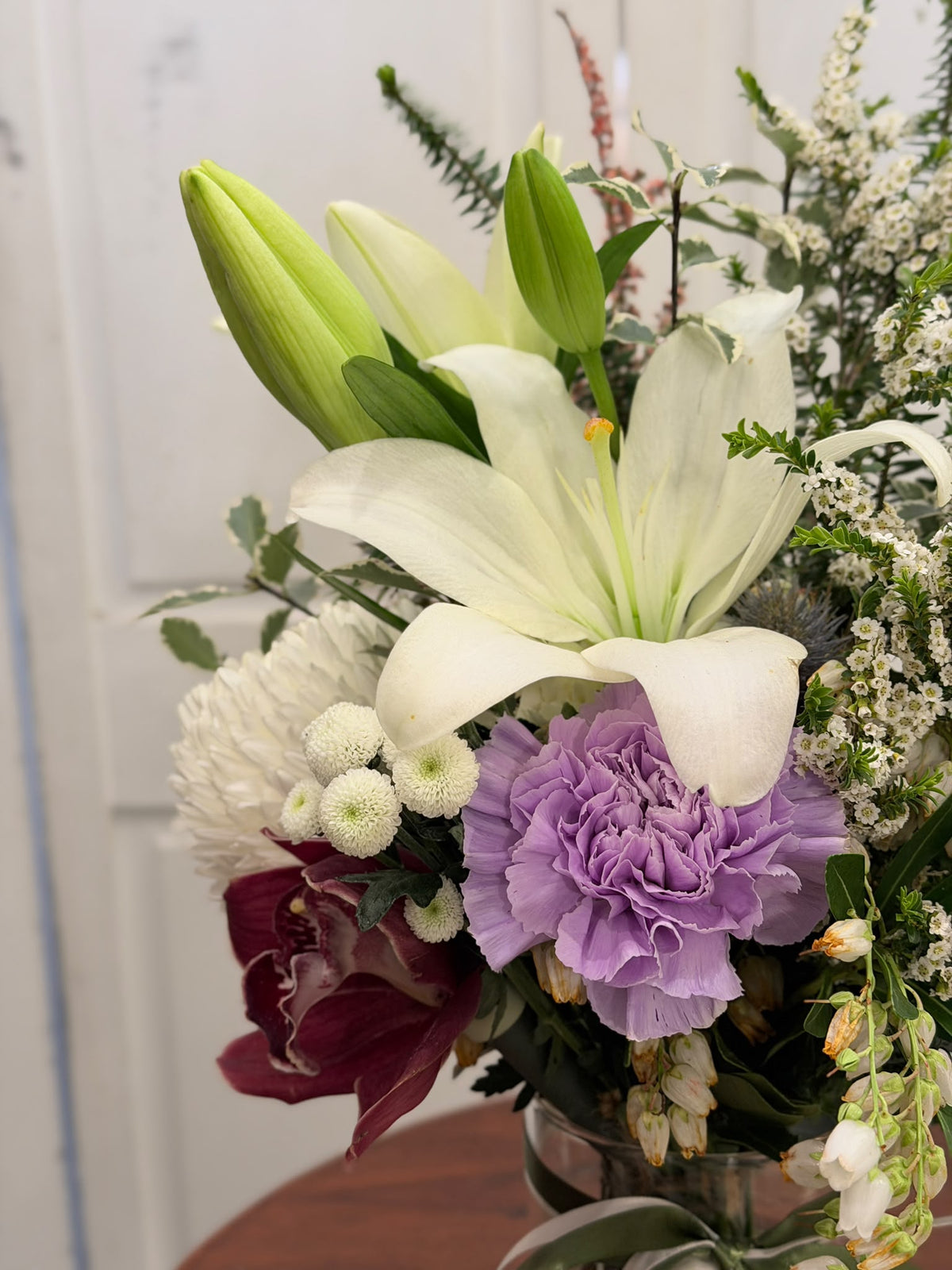 White Lily Garden Vase Arrangement