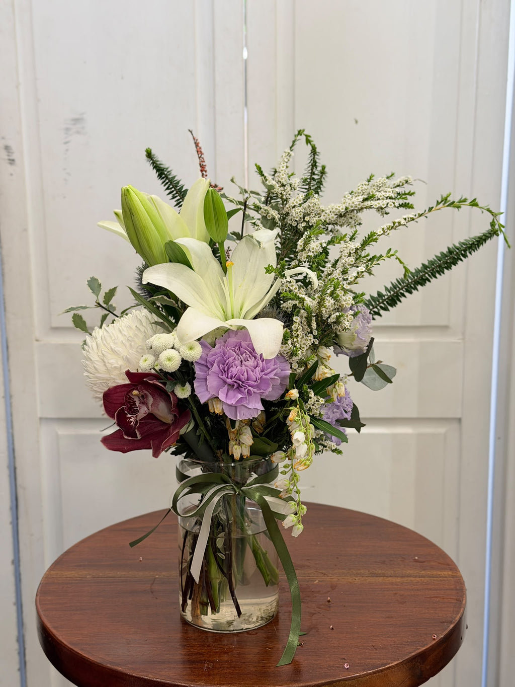 White Lily Garden Vase Arrangement