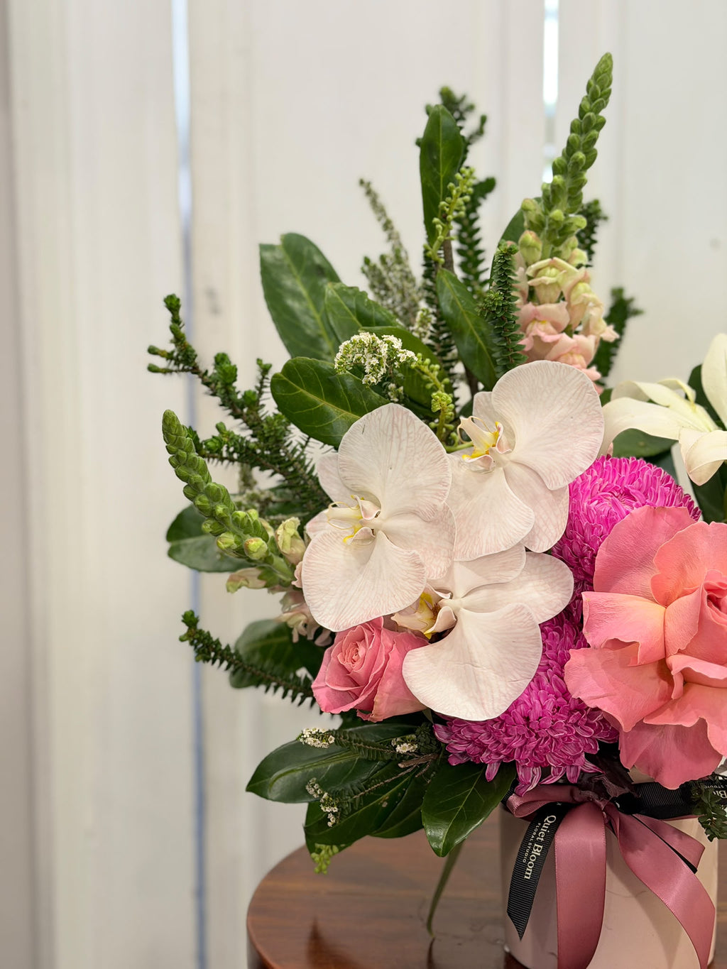 Blush Orchid & Lily Flower Arrangement