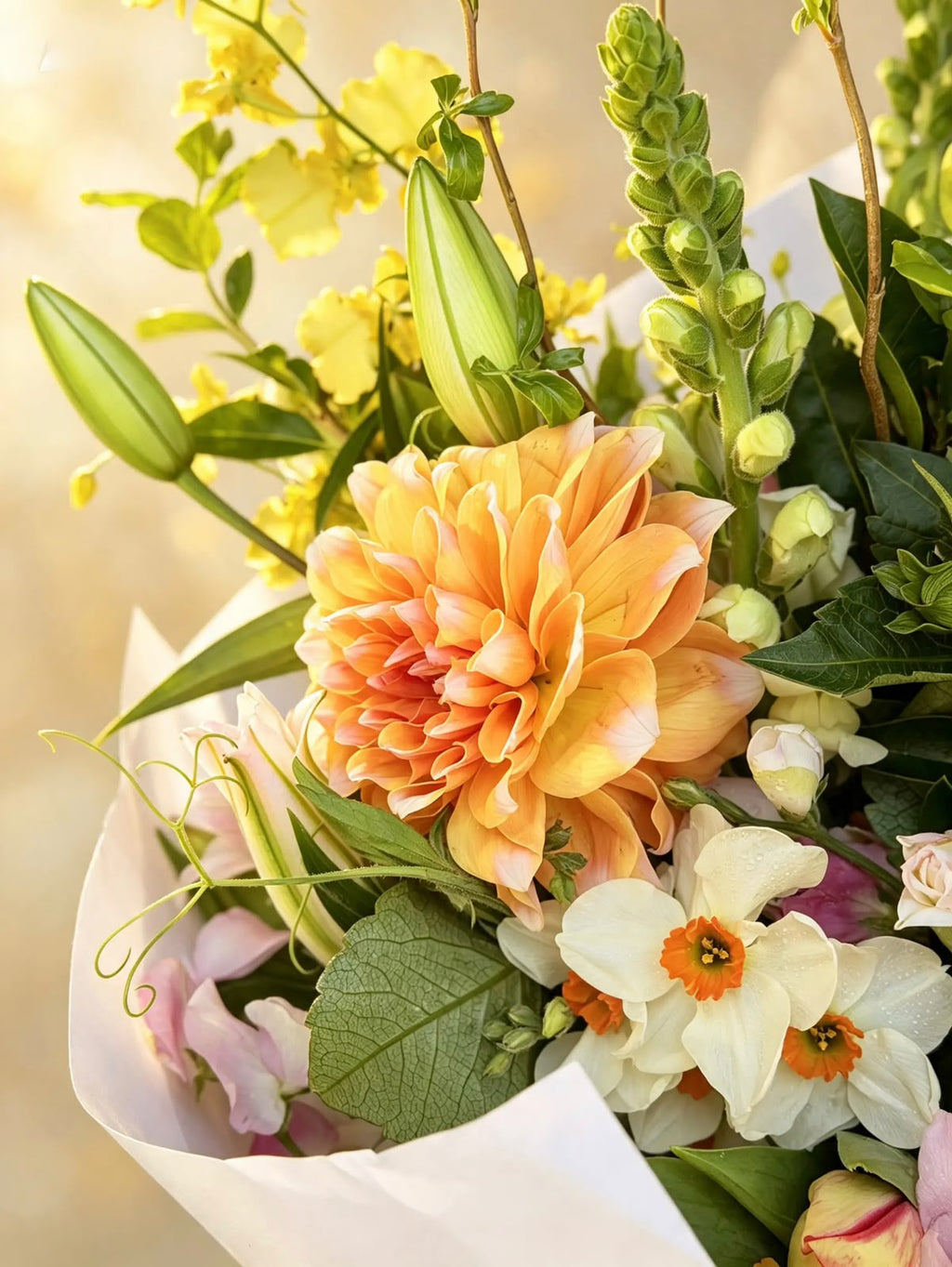 Apricot Dahlia – Garden Style Bouquet