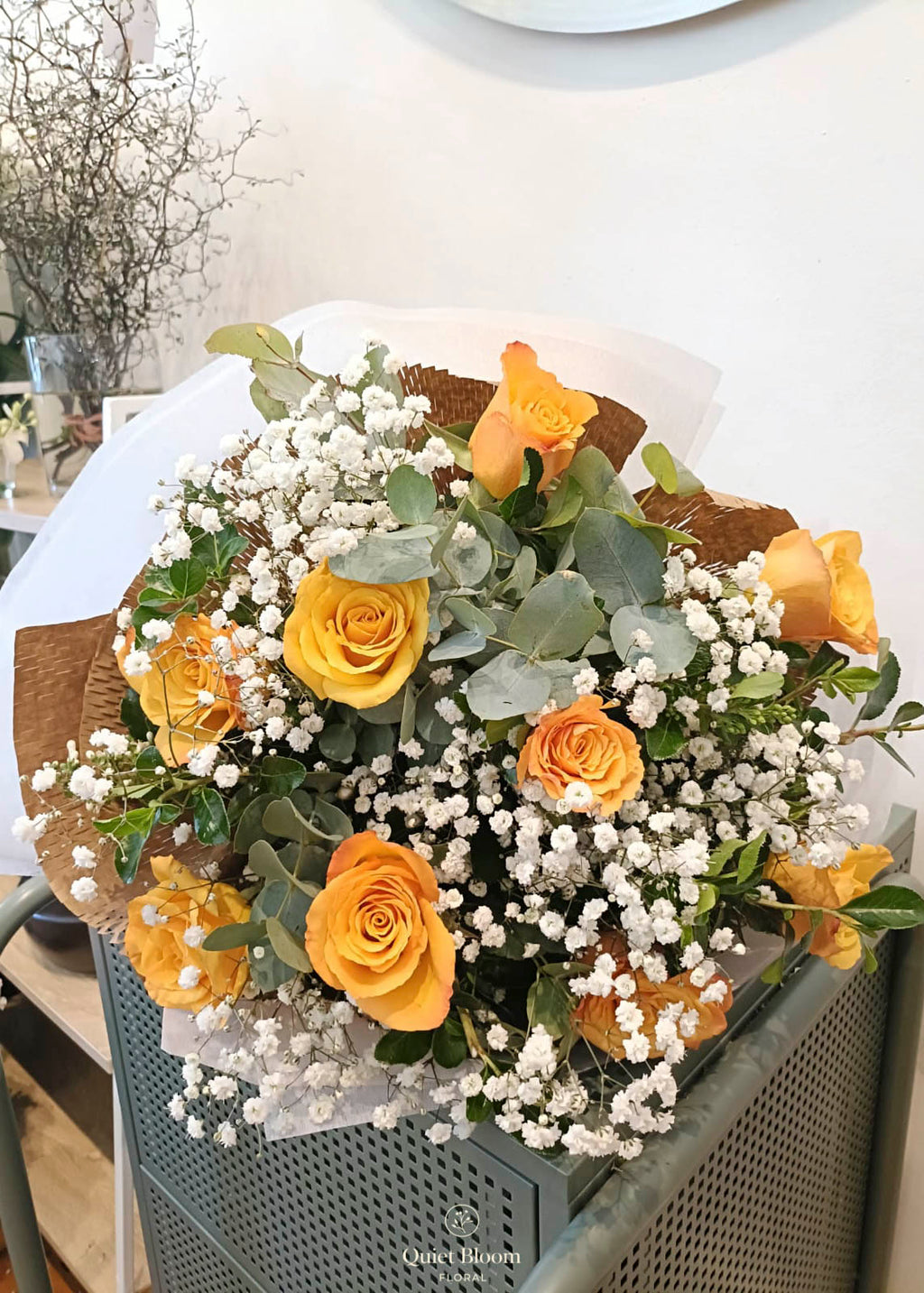Golden Ember Rose Bouquet