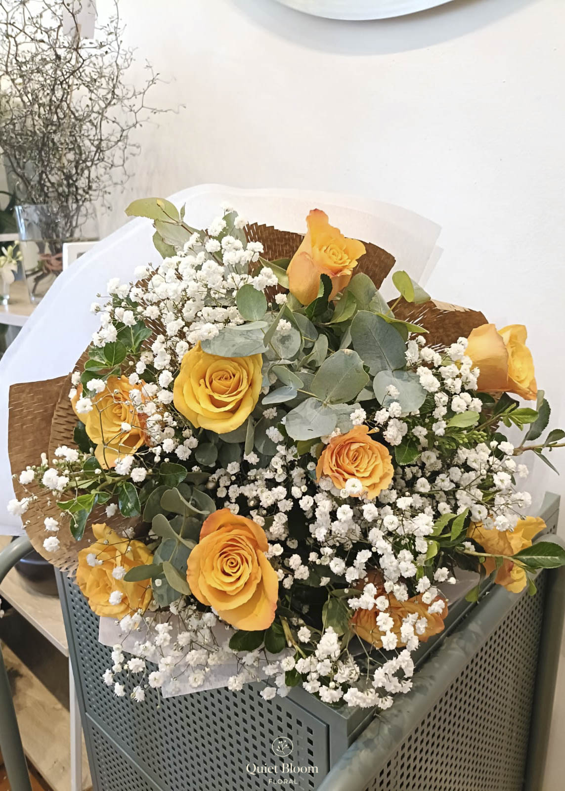 Golden Ember Rose Bouquet