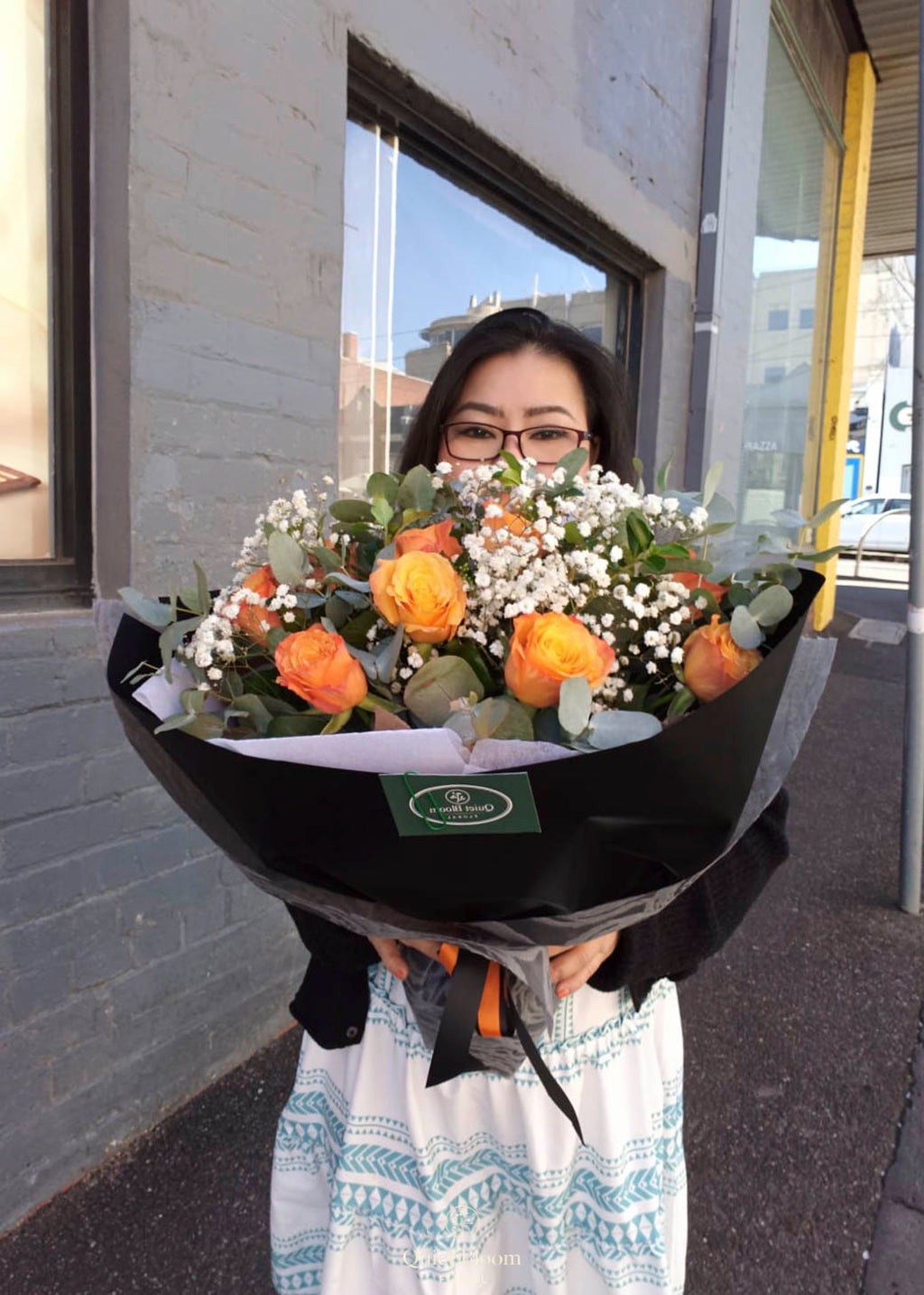 Golden Ember Rose Bouquet