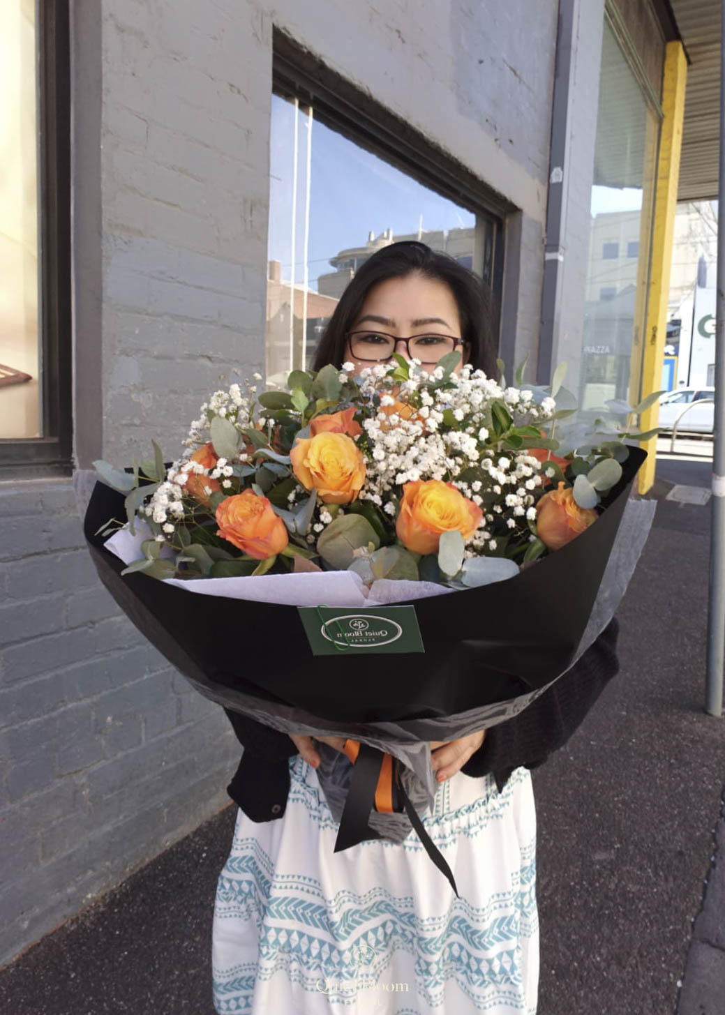 Golden Ember Rose Bouquet