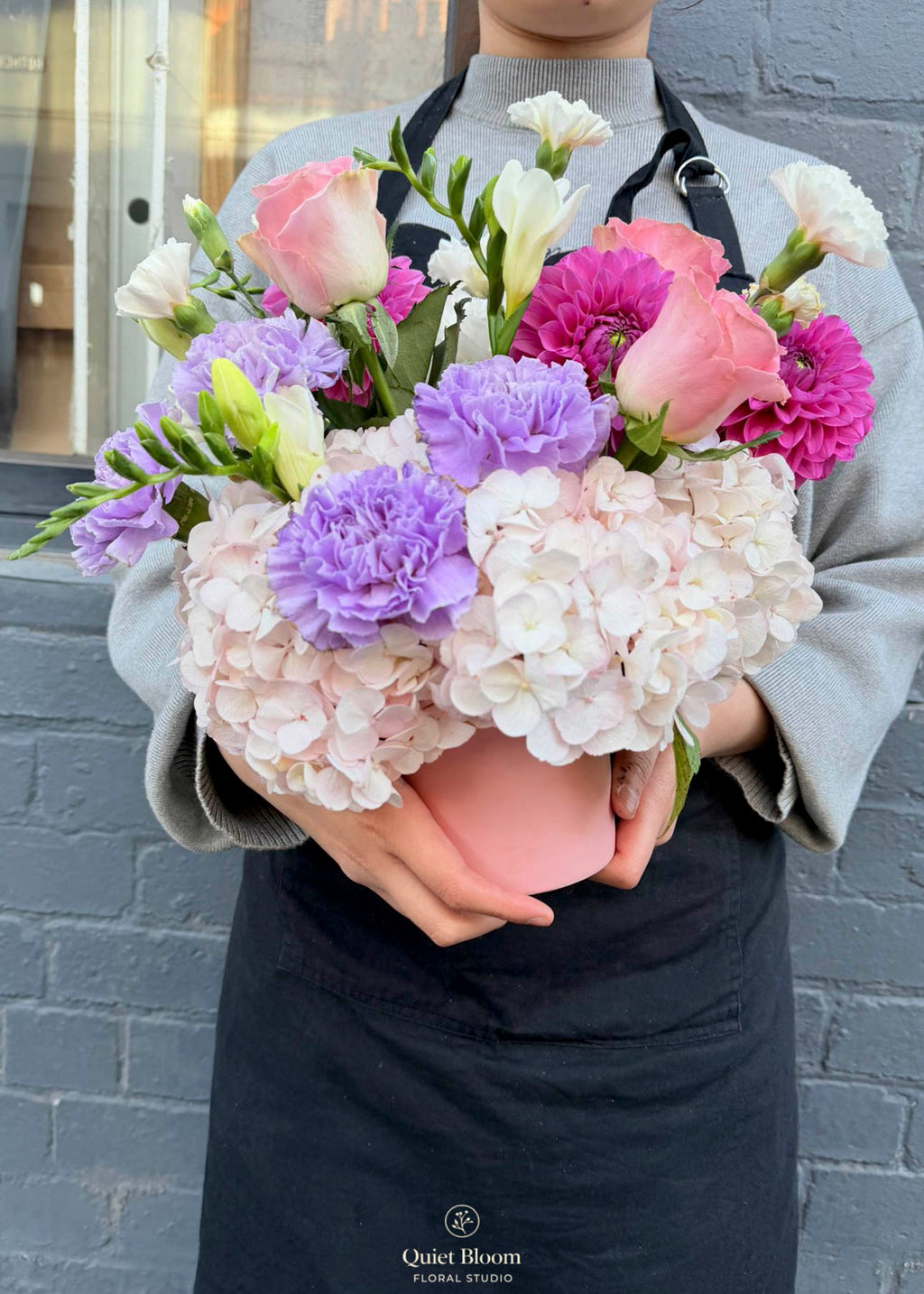 Rose & Hydrangea Pot Arrangement