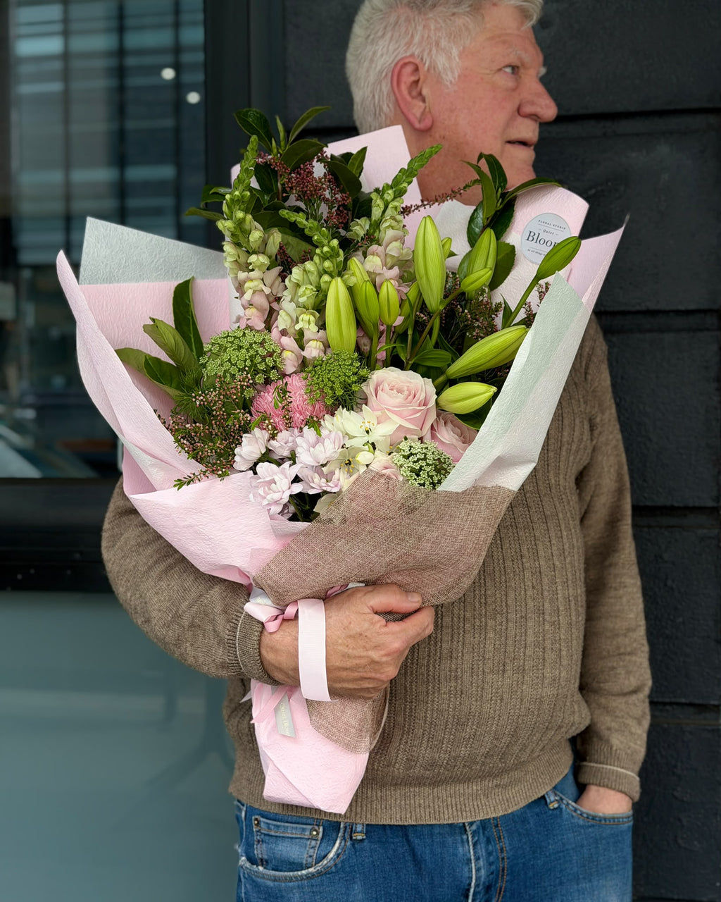 Blush Elegance – Pink Rose & Lily Bouquet